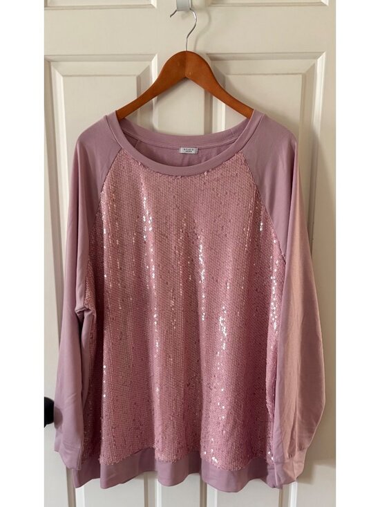 Studio 1896 Tops - Studio 1896 Women's Long Sleeve Top Pink Sequined Front Size 2X / 3X